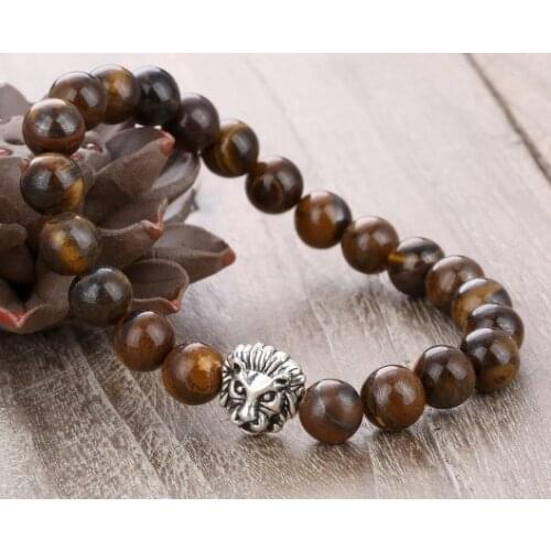 8mm leopard copper ry3 yellow Tigereye Onyx Yoga elastic thread adjusted bead Stone Bracelet men women Bangles