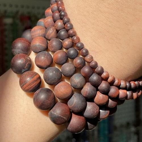 Red Natural Dull Polish Tiger Eye Stone Beads For Jewelry Making Matte Round Loose Beads Diy Bracelet Accessories 4/6/8/10/12mm