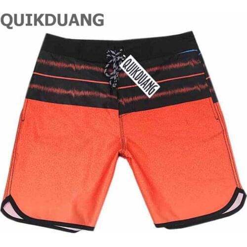 Quick-Dry Beachshorts Male Orange Board Shorts 4Way Stretch Surf Pants Men Bermuda Spandex Beach Shorts 116