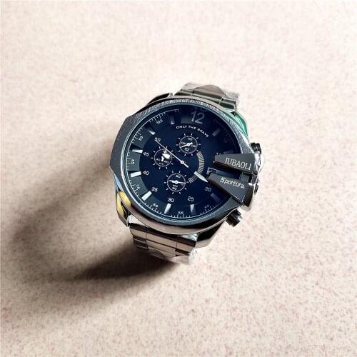 Large Dial Brand Chronograph Watches Men Silver Multifunction Army Quartz Business Creative Sports Wristwatch Relogio Masculino