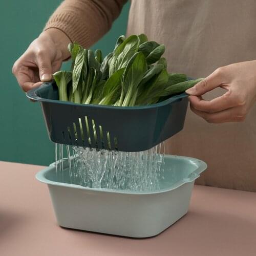 Double-Layer Vegetable Fruit Sink Drain Basket Household Kitchen Fruit Vegetable Container Rice Fruit Washing Bowl kitchen item