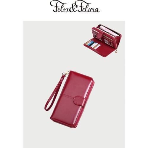 FELIX&FELICIA Brand PU Leather Long Wallet For Women 2020 Ladies Hot Sale Zipper Purse Strap Money Bags Coin Phone Pocket Clutch