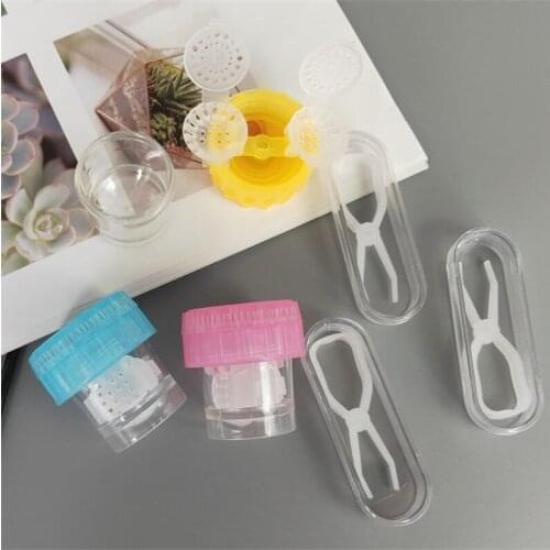 Imixlot Newly Contact Lens Cleaner Case Box Manual Rotation Type Plastic Container Storage Holder Unisex Travel Kit with Clips