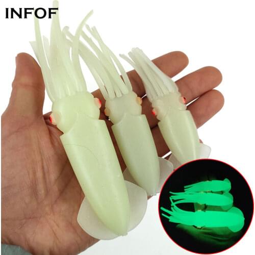 INFOF Soft Squid Lure Glow Sea Fishing Lure 6g/9g/22g Luminous Octopus Lure Artifical Bait Wobblers Squid Jigs