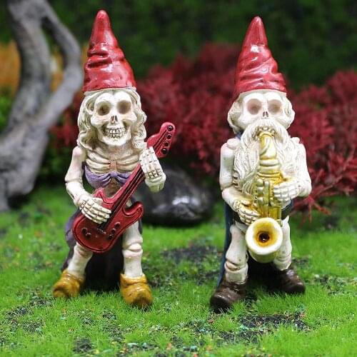 Skeleton Gnome Statue Halloween Swedish Tomte Figurine For Yard Garden Lawn Decoration Mini Dwarf Planter Bonsai Ornaments