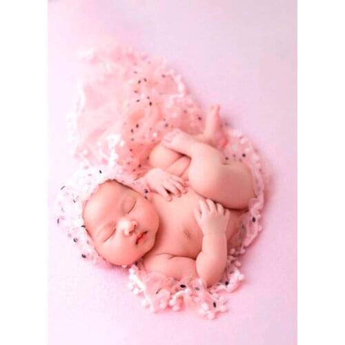 Dots Lace Wrap Hat Set Baby Ruffle Hat Newborn Swaddle Cocoon Newborn Photography Props