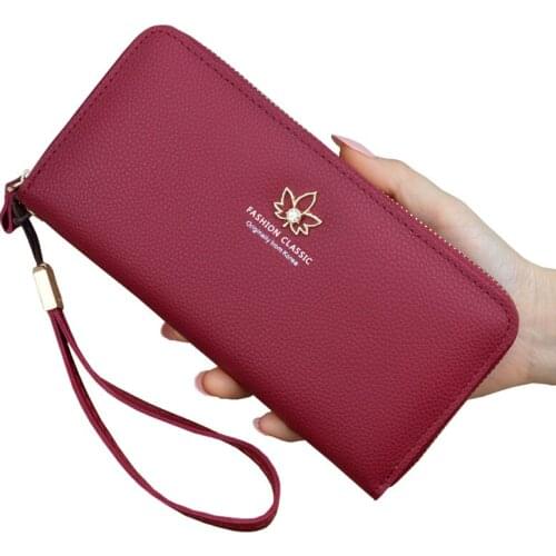 Hot Selling! Casual Womens Wallet Leather Card Holder Clutch bag Wallets Long Coin Purse With Wrist strap Wallets for Women New