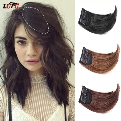LUPU Wigs Black Brown Natural Hair Extension Hairpin Clip In False Hair Pieces For Women Synthetic Hair Pad Heat Resistat Fiber