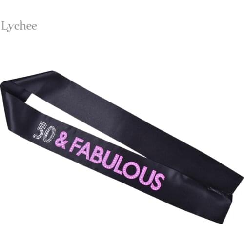 Lychee Lif 50 &FABULOUS Rhinestone Satin Sashes 50th Birthday Party Decorations Happy Birthday Satin Sash Favour Decor