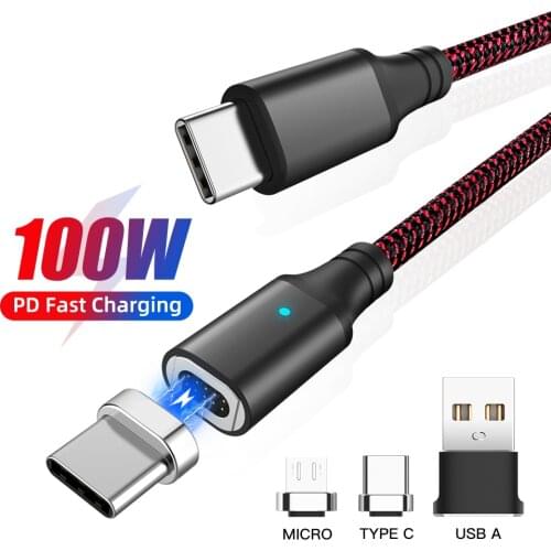 Magnetic PD 100W USB C To Type C Micro USB Cable QC 3.0 Quick Charge 4.0 Data Cable Fast Charge For Samsung Xiaomi USB C Cable