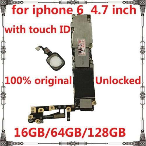 Clean icloud for iphone 6 motherboard with full chips 16GB 64GB 128GB Original mainboard with / without touch ID logic board