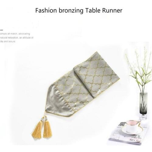 Fashion Bronzing Table Runner Gold Edging Mosaic Exhibition Hall Restaurant Bed Flag Hotel Family Soft Decorative Tablecloth