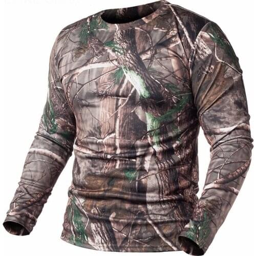 ReFire Gear Camouflage T-shirt for men Spring Long Sleeve Outdoor Quick Dry O Neck Camo T Shirt airsoft tactical Hunting Shirts