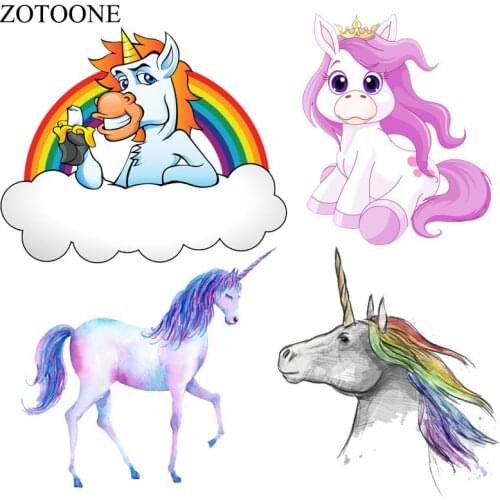 ZOTOONE Animal DIY Patches Cartoon Unicorn Patch Set Iron On Transfers Children Clothes Decoration Washable Heat Transfer E