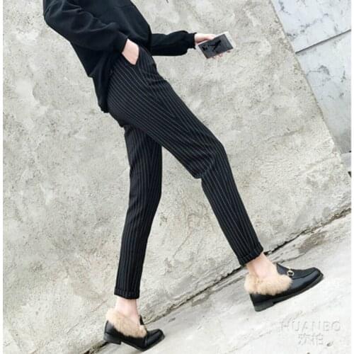 New Fashion Spring Autumn Pregnancy Wear Maternity Pants Striped Trousers Casual Cropped Pants for Pregnant Women Plus Size