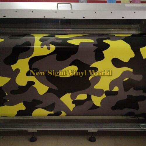 Jumbo Yellow Tiger Camo Vinyl Wrap Film Bubble Free For Car Styling