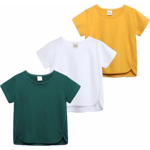 Korean Style Solid Color Summer Mini Kids T-shirts Baby Boys Clothes Short Sleeve Toddler Shirt For Children Shirt Boy Tops Tees