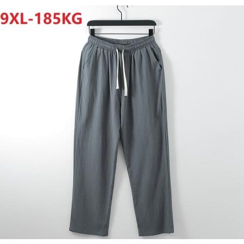 Autumn spring pants linen cotton Chinese style plus size 7XL 8XL 9XL tang suit vintage homewear pants loose elasticity Stretch