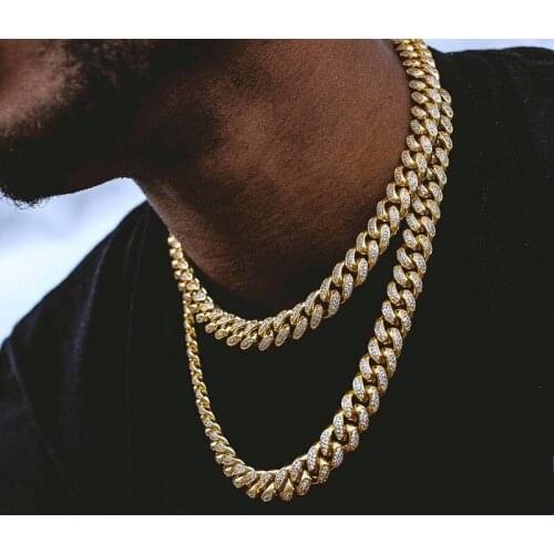 Freestyle Hip Hop Necklace Stylish Ins Hot Sale Rhinestones Gold Silver Neck Lace Chains Latin Singers Instreet Fashion Ring