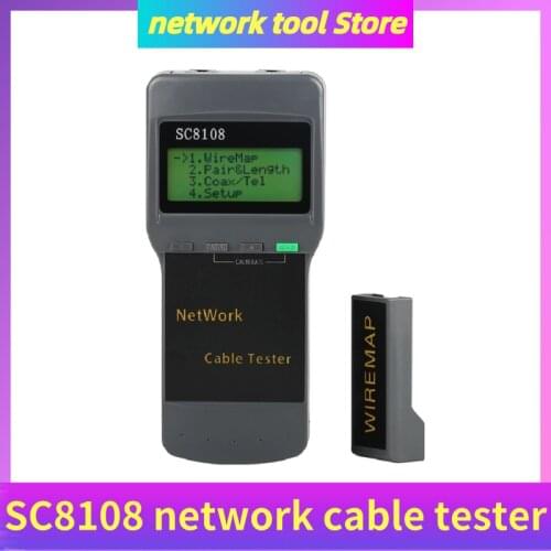 Portable SC8108 LCD Network Tester Meter RJ45 Cat5 Cat6 UTP Unshielded LAN Cable Tester RJ11 LAN Phone Cable Meter LCD Display