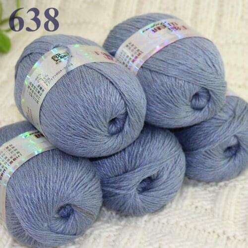 Sale New 5 X50g balls High quality 100% pure cashmere luxury warm soft hand knitting yarn Gray Denim Blue 233-638-5