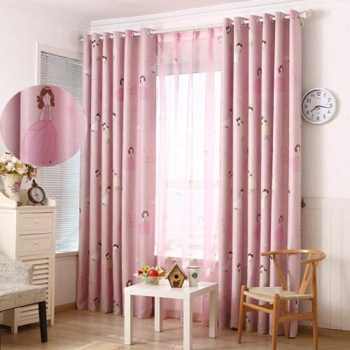 Pink Princess Curtains for Girls Bedroom Lovely Blackout Polyester Fabric Curtain Panels Grommet Kids Living Room Window Drapes