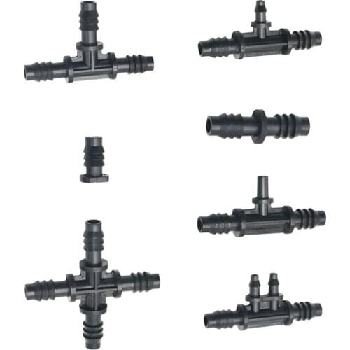 Garden 3/8" To 1/4" Hose Connector Tee Straight Elbow End Plugs Barbed 8/11 To 4/7mm ReducingPipe Adapter Irrigator Fitting