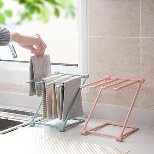 Folding Towel Stand Rack Kitchen Washing Cloth Draining Plastic Organizer Shelf Kitchen towel hanging dishcloth Rack Accessories