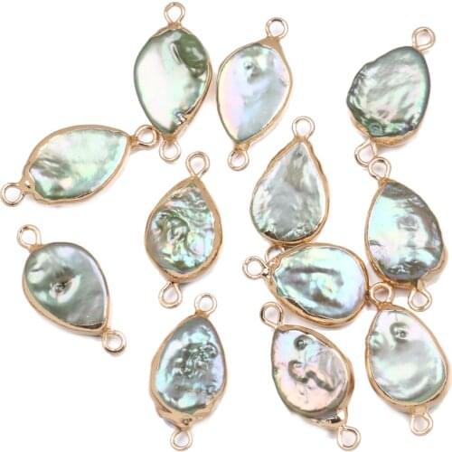 Natural Freshwater Pearl Connectors Pendant Double Hole Charms Pendants For Making Bracelet DIY Necklace Jewelry Accessories