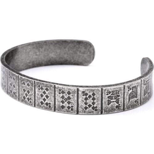 Steel soldier poker and mahjong design stainless steel bangle bracelet chinese special style cool jewelry