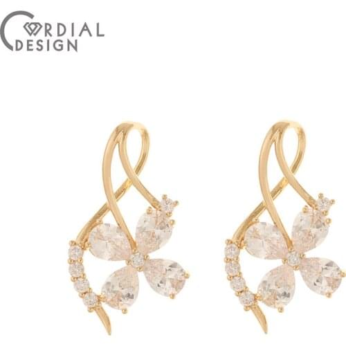 Cordial Design 20Pcs 20*36MM Jewelry Accessories/Hand Made/Flower Shape/CZ Charms/Earring Findings/DIY Pendant For Necklace