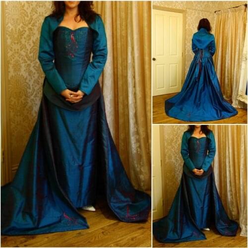 Customer-made 19 Century Lila Vintage Victorian Civil War Southern Belle Gown Marie Antoinette dresses US4-36 C-495