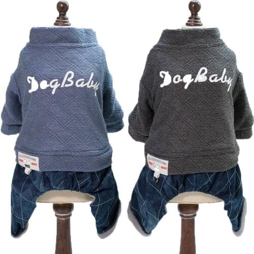 New Thickness Dogbaby Four Legs Cotton Pet Dog Winter Coat Two Color Selection From S to XXL New Dogs Warm Clothing