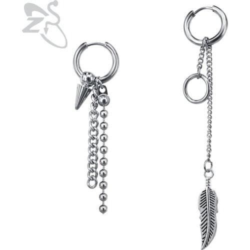 ZS 1 PCS Kpop Earrings SUGA Men Kpop Accessories Korean Stlye Dangle Earrings Long Tassel Feather Drop Earrings Fashion Jewelry