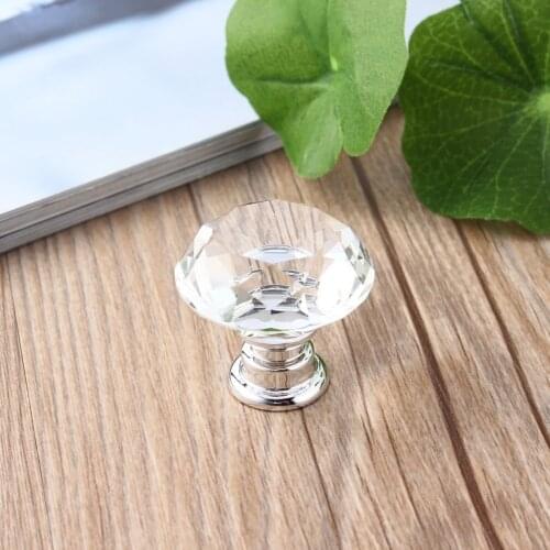 10Pcs 30mm Diamond Plated Shape Crystal Glass Knob Cupboard Drawer Pull Handle New Kitchen Door Knob Accessories Exquisite
