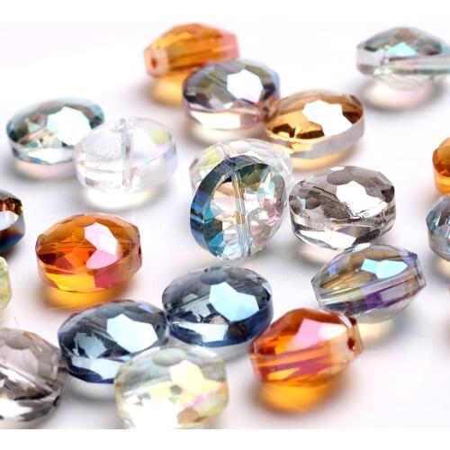 10Pcs/Lot Jewelry Diy Making Flatback Round Beads Black 14mm Faceted Glass Loose Beads Chinese Beading Wholesale In Bulk