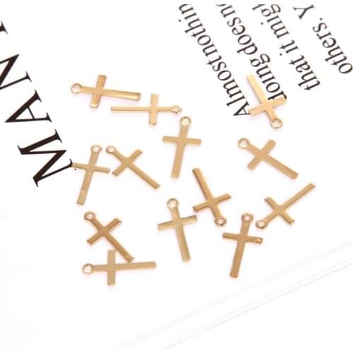 13mm Gold Silver Cross Charms Copper Pendant DIY Accessories For Handmade Earrings Bracelets Necklace 100pcs