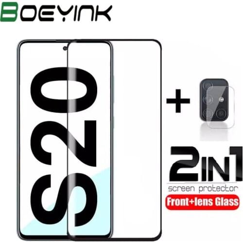 2 IN1 For Samsung Galaxy S21 S20 Ultra Protective Glass For Samsung S20 S21 Plus Screen Protector Add Camera Lens Tempered Glass