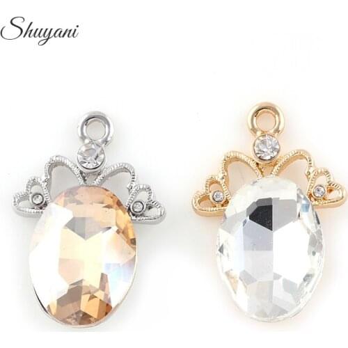 20PCS Big Crystal Oval Shape Charms Pendant For Women Necklace Hanging Jewelry Accessories 28*18mm