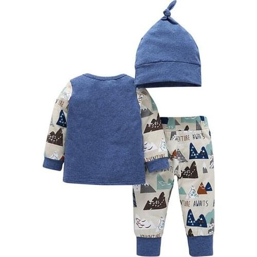 3pcs/set T-shirt+Pants+Hat 0-3 Years Baby Toddler Boy Girls Long Sleeve Tops T-Shirt Cute Autumn clothes cotton Kids Play Mats