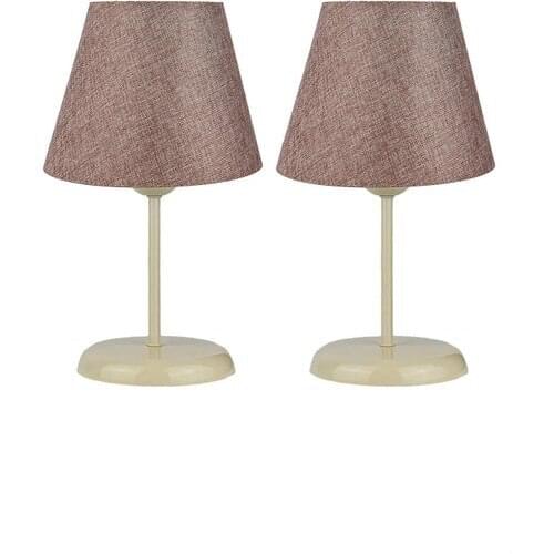 Bysay Sun Dual MetalAyaklı Lampshade Table Lamp-Cream Flip (Dirty Pink)