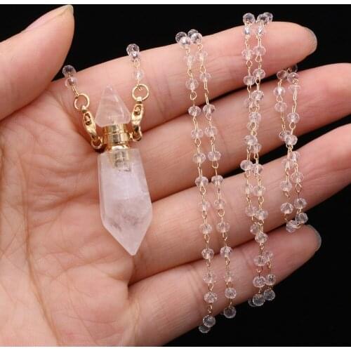 Natural Semi-precious Stone Perfume Bottles Pendant Clear Quartz Two Accessories for Free for Jewelry Making Necklaces Gift