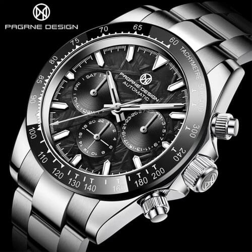 PAGRNE DESlGN Luxury Mens top Automatic Mechanical Watch 100M waterproof Sapphire Glass Stainless Steel Business Watch Reloj Ho