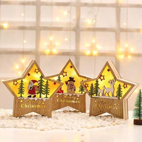 Christmas Star Shape LED Battery Lights Multi-Purpose Wood Festival Ornaments Creative Hotel Window Decoration