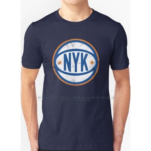 Nyk Retro Ball-Blue T Shirt 100% Pure Cotton Nyc Nyk Vintage Retro Kevin Knox Patrick Ewing Knicks Knickerbockers Rj Barrett