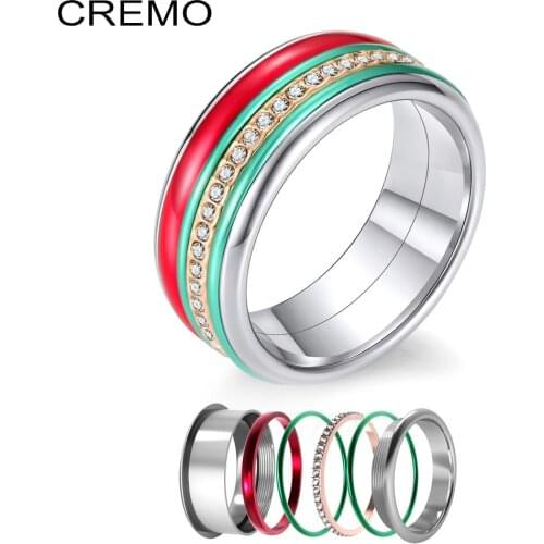 Cremo Stainless Steel Rings Stereoscopic New Retro Punk Exaggerated Snake Ring stacking Fashion Personality Adjustable Ring