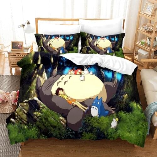 Tonari No Totoro Childrens Room 3D Printed Bedding Set Bed Sheet And Quilt Cover Pillowcase Single Twin Double Queen Kid Room