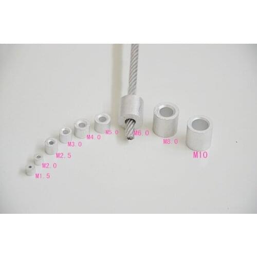 0.5-0.8-1-1.2-1.5-1.8-2-2.5-3-4-10MM Round Aluminum Wire Rope Aluminum Ferrules Crimping Sleeves clamps Clip wire cable Fittings