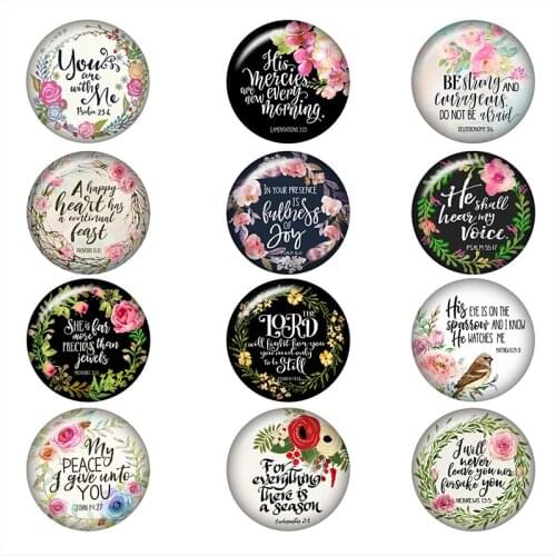 Word flower love glass snap button Round photo glass cabochon demo flat back Making findings 12mm/18mm/20mm/25mm A6238