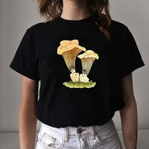 Summer Short Sleeve Tee Shirt Femme Vintage Mushroom Girls Print Casual Women Tshirt Aesthet Harajuku Shirt T Shirt Women Tops